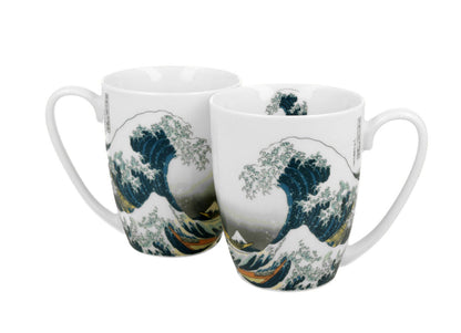 DUO ART GALLERY 2er-Set klassische Becher 350 ml GREAT WAVE New Bone China Porzellan – Bild 2