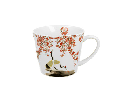 DUO ART GALLERY Gerader Becher 610 ml SAKURA & CRANES New Bone China Porzellan – Bild 2