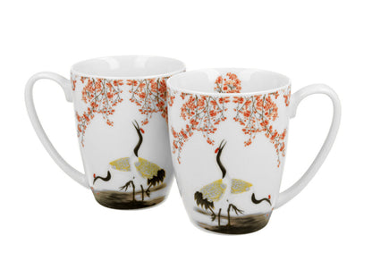 DUO ART GALLERY 2er-Set klassische Becher 350 ml SAKURA & CRANES New Bone China Porzellan – Bild 2
