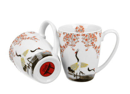 DUO ART GALLERY 2er-Set klassische Becher 350 ml SAKURA & CRANES New Bone China Porzellan – Bild 3