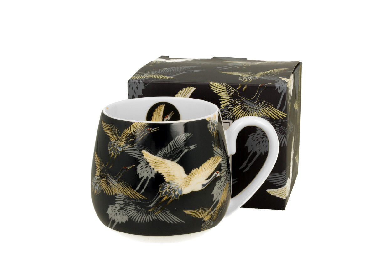 DUO ART GALLERY Fassbecher 430 ml CRANES AT NIGHT New Bone China Porzellan