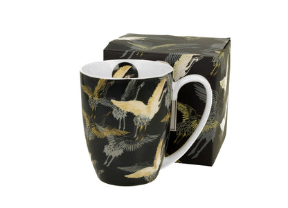 DUO ART GALLERY Klassischer Becher 350 ml CRANES AT NIGHT New Bone China Porzellan