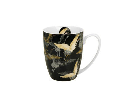 DUO ART GALLERY Klassischer Becher 350 ml CRANES AT NIGHT New Bone China Porzellan – Bild 2