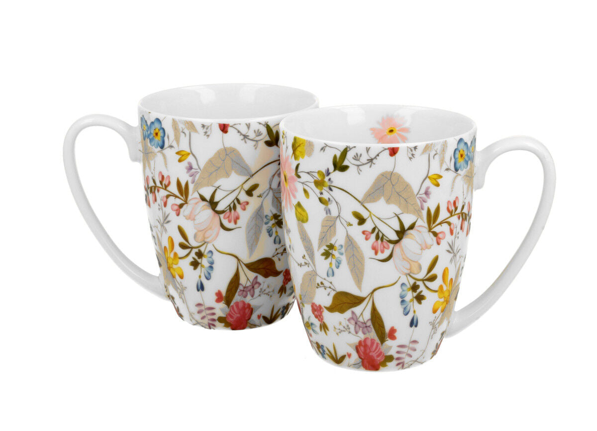 DUO ART GALLERY 2er-Set klassische Becher 350 ml WHITE New Bone China Porzellan – Bild 2