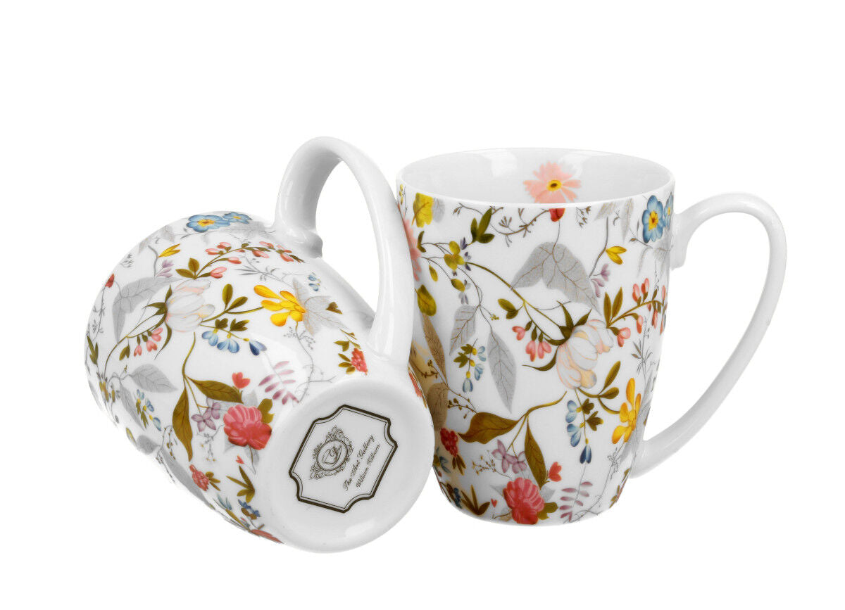 DUO ART GALLERY 2er-Set klassische Becher 350 ml WHITE New Bone China Porzellan – Bild 3
