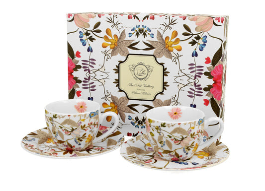 DUO ART GALLERY 2er-Set Espressotassen 90 ml WHITE mit Untertassen, New Bone China Porzellan