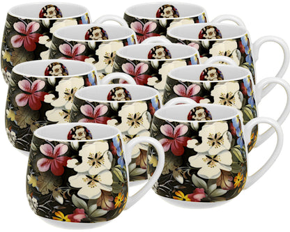10er SET DUO ART GALLERY Fassbecher 430 ml BLACK New Bone China Porzellan