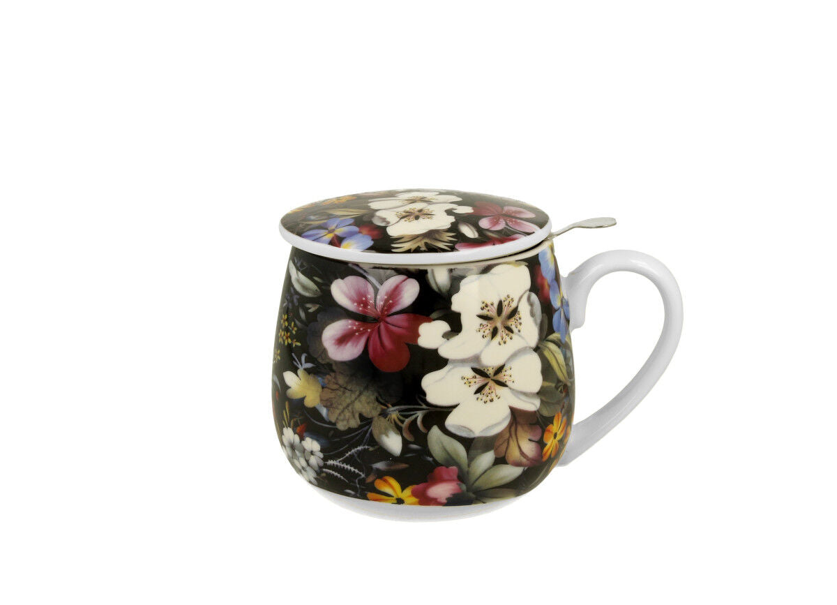 DUO ART GALLERY Fassbecher 430 ml BLACK mit Teesieb, New Bone China Porzellan – Bild 2