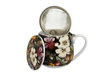 DUO ART GALLERY Fassbecher 430 ml BLACK mit Teesieb, New Bone China Porzellan – Bild 3
