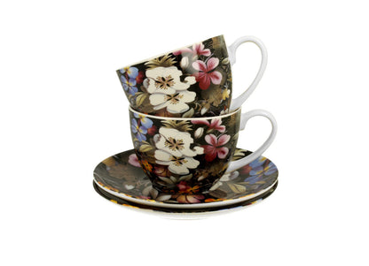 DUO ART GALLERY 2er-Set Tassen 280 ml BLACK mit Untertassen, New Bone China Porzellan – Bild 4