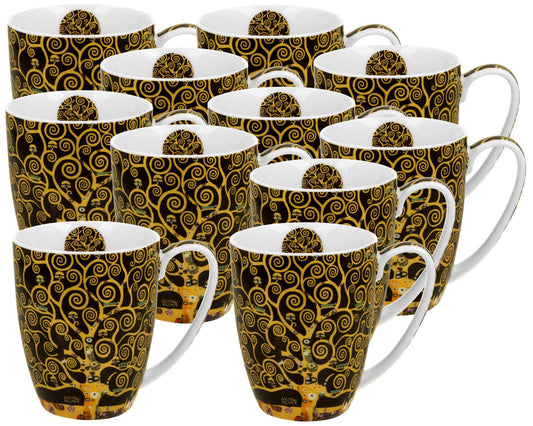 10er SET DUO ART GALLERY Klassischer Becher 360 ml TREE OF LIFE New Bone China Porzellan