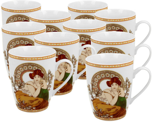 10er SET DUO ART GALLERY Klassischer Becher 360 ml TOPAZ New Bone China Porzellan