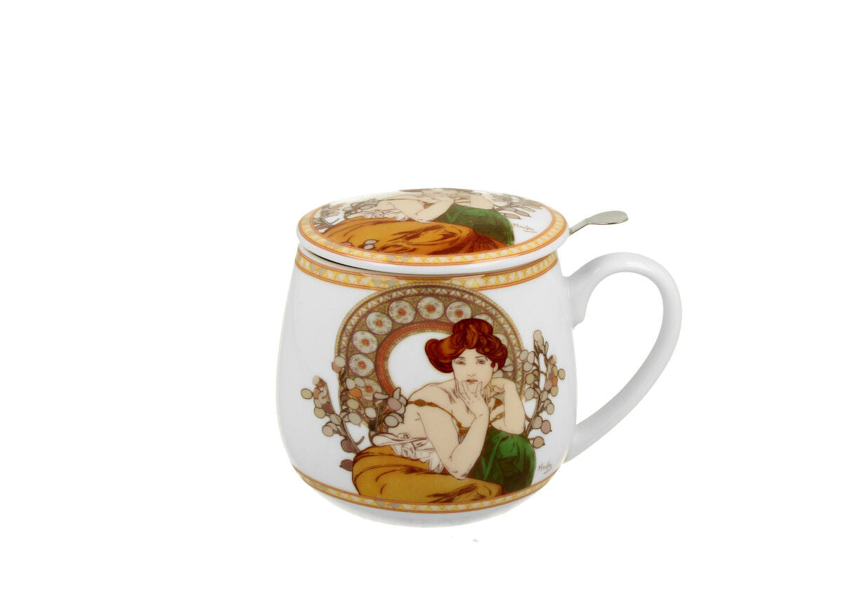 DUO ART GALLERY Fassbecher 430 ml TOPAZ mit Teesieb, New Bone China Porzellan – Bild 2