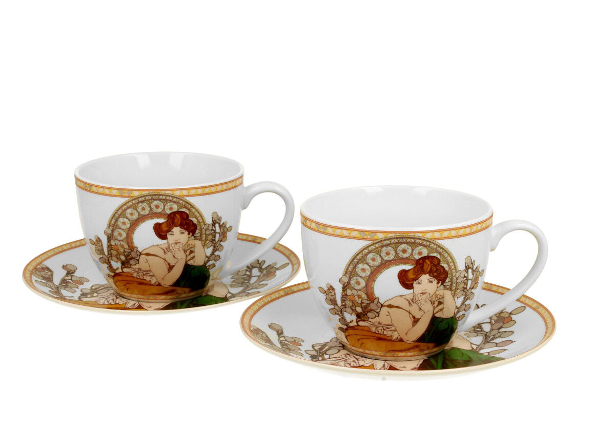 DUO ART GALLERY 2er-Set Tassen 250 ml TOPAZ mit Untertassen, New Bone China Porzellan – Bild 2