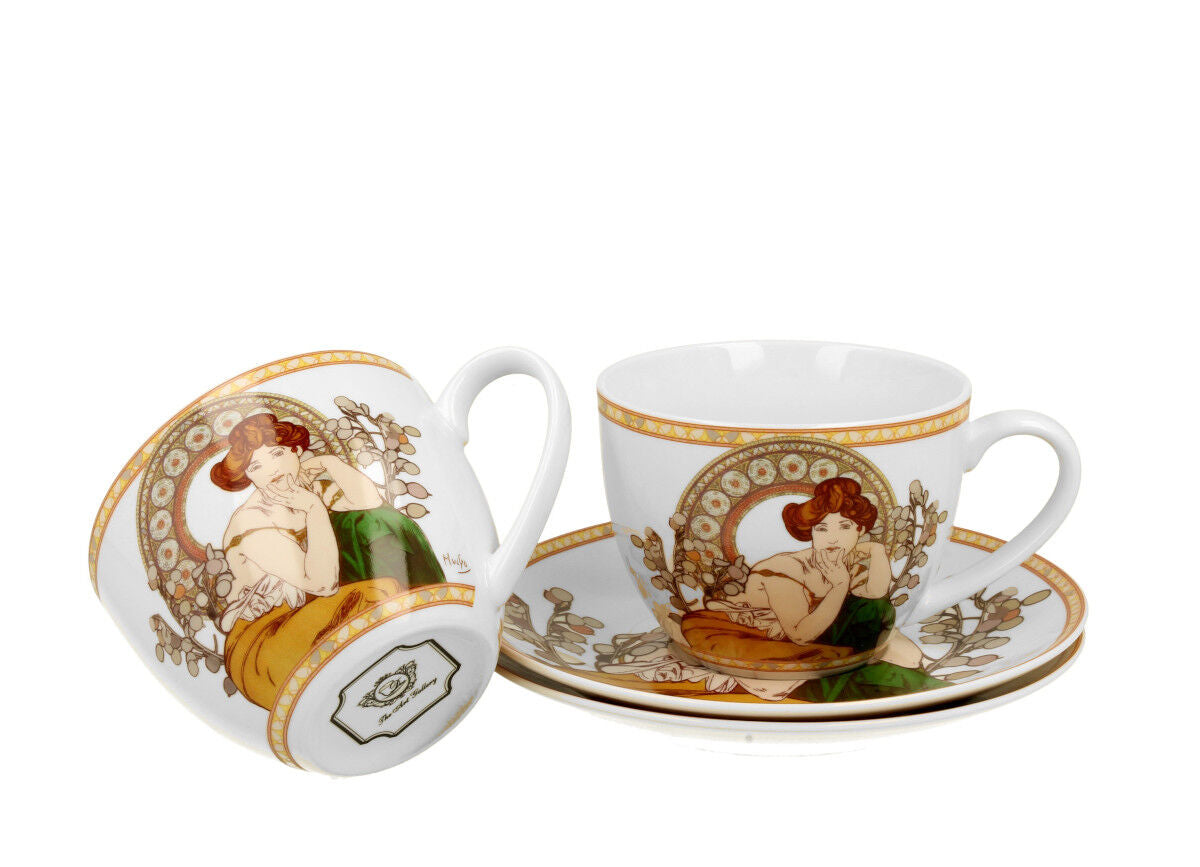 DUO ART GALLERY 2er-Set Tassen 250 ml TOPAZ mit Untertassen, New Bone China Porzellan – Bild 3