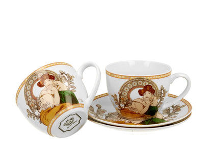 DUO ART GALLERY 2er-Set Tassen 250 ml TOPAZ mit Untertassen, New Bone China Porzellan – Bild 3