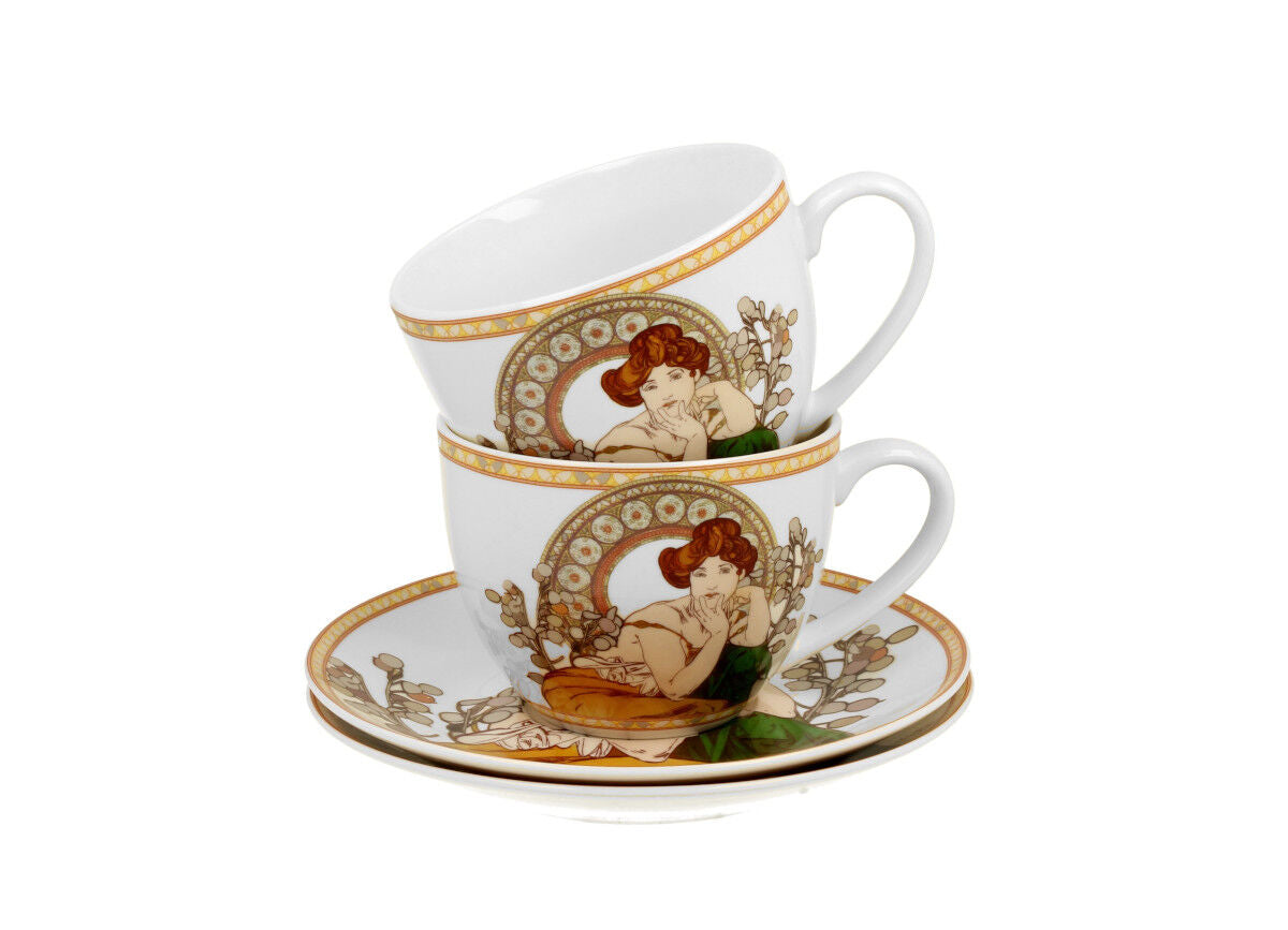 DUO ART GALLERY 2er-Set Tassen 250 ml TOPAZ mit Untertassen, New Bone China Porzellan – Bild 4