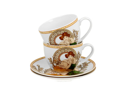 DUO ART GALLERY 2er-Set Tassen 250 ml TOPAZ mit Untertassen, New Bone China Porzellan – Bild 4