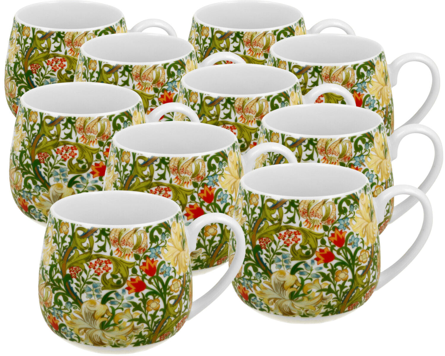 10er SET DUO ART GALLERY Fassbecher 430 ml GOLDEN LILLY New Bone China Porzellan