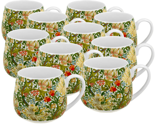 10er SET DUO ART GALLERY Fassbecher 430 ml GOLDEN LILLY New Bone China Porzellan