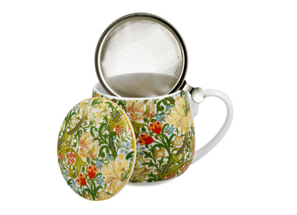 DUO ART GALLERY Fassbecher 430 ml GOLDEN LILLY mit Teesieb, New Bone China Porzellan – Bild 3