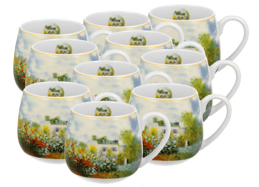 10er SET DUO ART GALLERY Fassbecher 430 ml THE GARDEN AT ARGENTEUIL New Bone China Porzellan