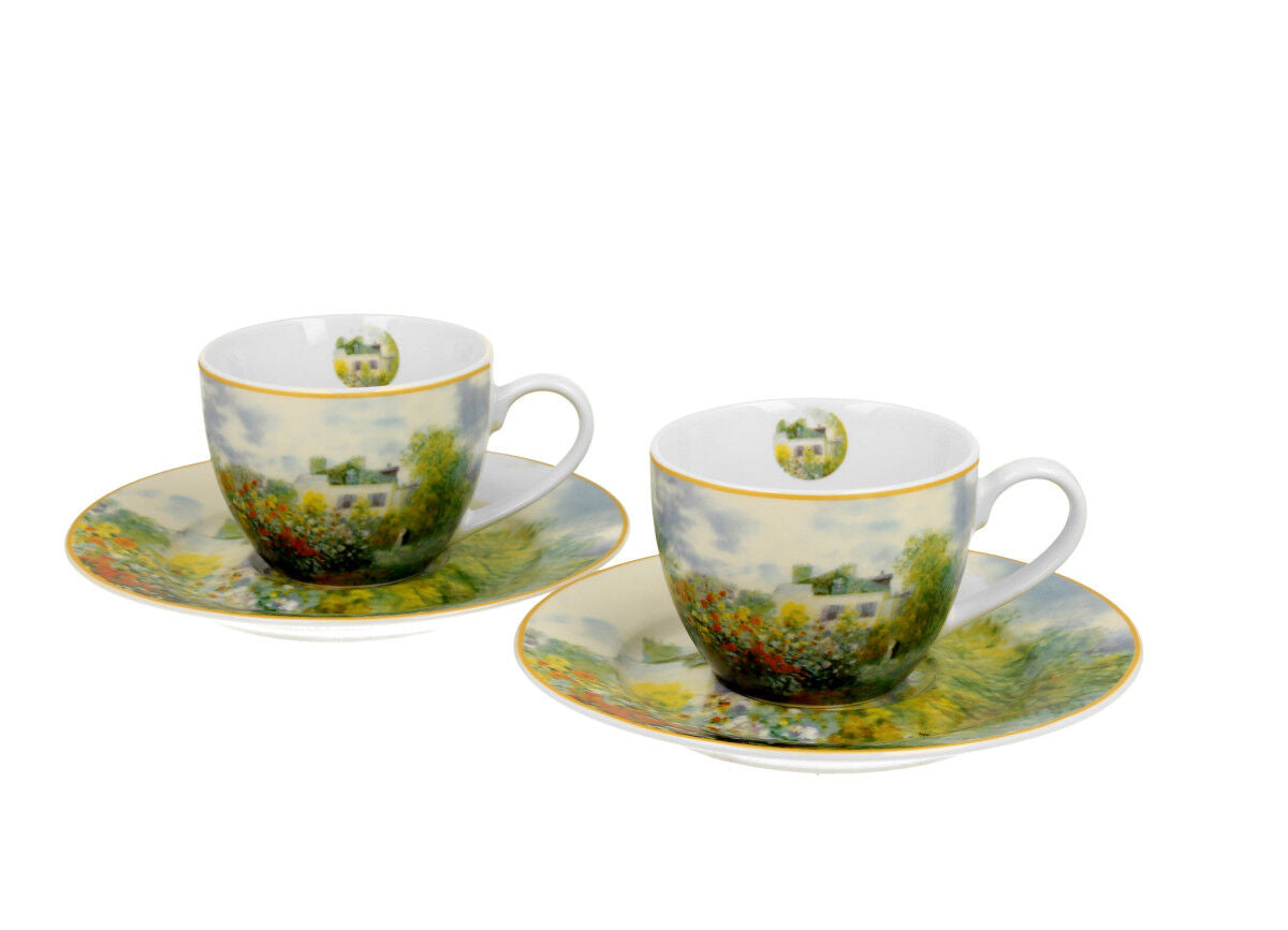 DUO ART GALLERY 2er-Set Espressotassen 90 ml THE GARDEN AT ARGENTEUIL mit Untertassen, New Bone China Porzellan – Bild 2