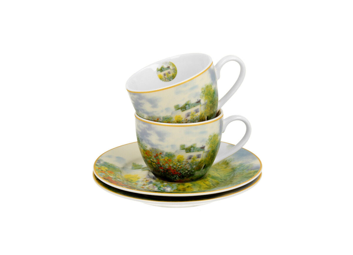 DUO ART GALLERY 2er-Set Espressotassen 90 ml THE GARDEN AT ARGENTEUIL mit Untertassen, New Bone China Porzellan – Bild 4