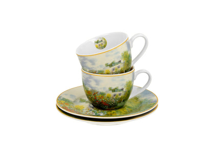 DUO ART GALLERY 2er-Set Espressotassen 90 ml THE GARDEN AT ARGENTEUIL mit Untertassen, New Bone China Porzellan – Bild 4