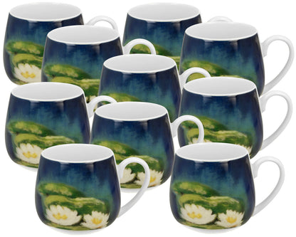 10er SET DUO ART GALLERY Fassbecher 430 ml NENUFARS New Bone China Porzellan
