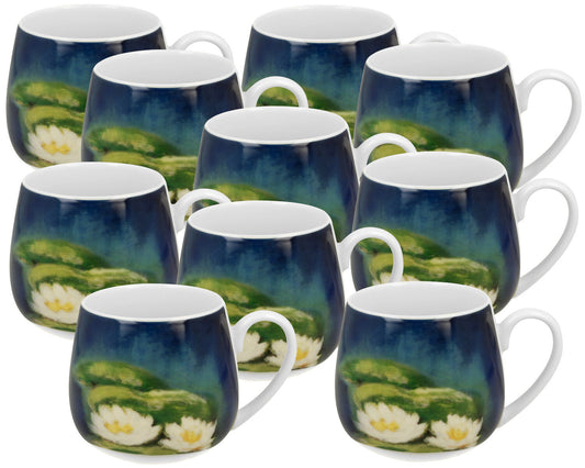 10er SET DUO ART GALLERY Fassbecher 430 ml NENUFARS New Bone China Porzellan