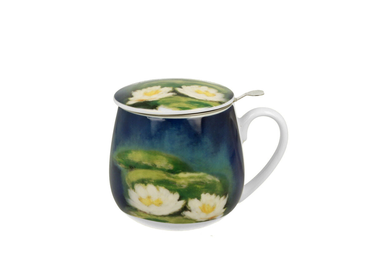 DUO ART GALLERY Fassbecher 430 ml NENUFARS mit Teesieb, New Bone China Porzellan – Bild 2
