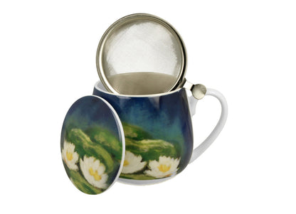 DUO ART GALLERY Fassbecher 430 ml NENUFARS mit Teesieb, New Bone China Porzellan – Bild 3