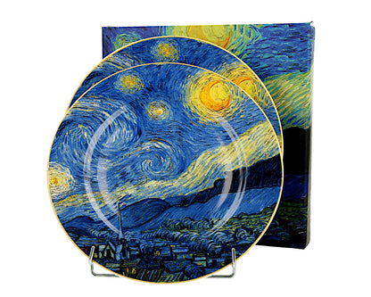 DUO ART GALLERY Dessertteller 2er Set STARRY NIGHT inspired by Van Gogh New Bone China Porzellan – Bild 3
