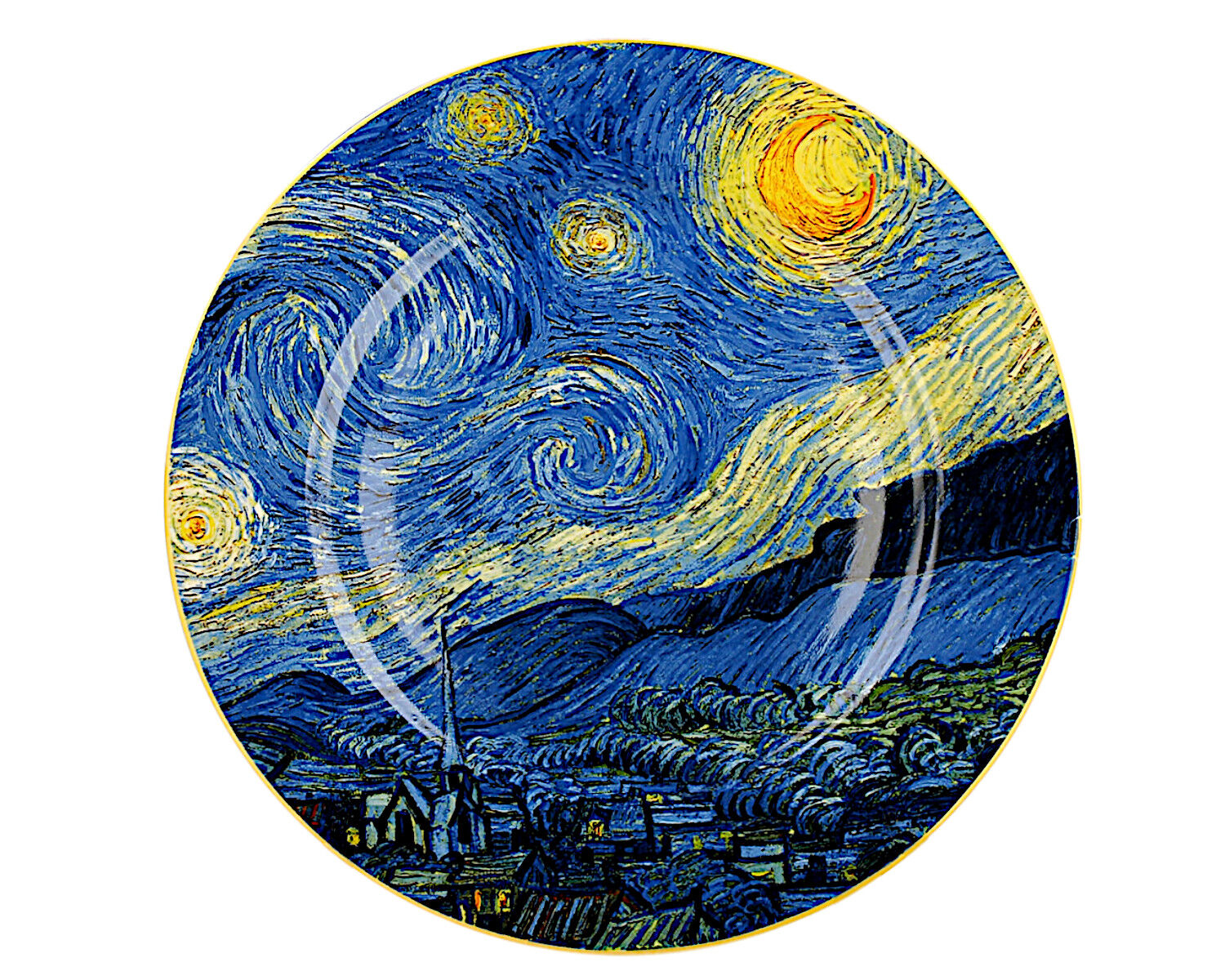 DUO ART GALLERY Dessertteller 2er Set STARRY NIGHT inspired by Van Gogh New Bone China Porzellan – Bild 2
