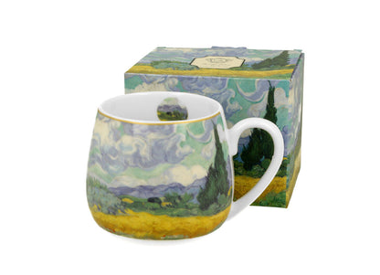 DUO ART GALLERY Fassbecher 430 ml WHEAT FIELD inspired by Van Gogh, New Bone China Porzellan