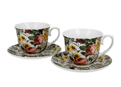 DUO FLORAL 2er-Set Tassen 250 ml SPRING mit Untertassen, New Bone China Porzellan – Bild 2