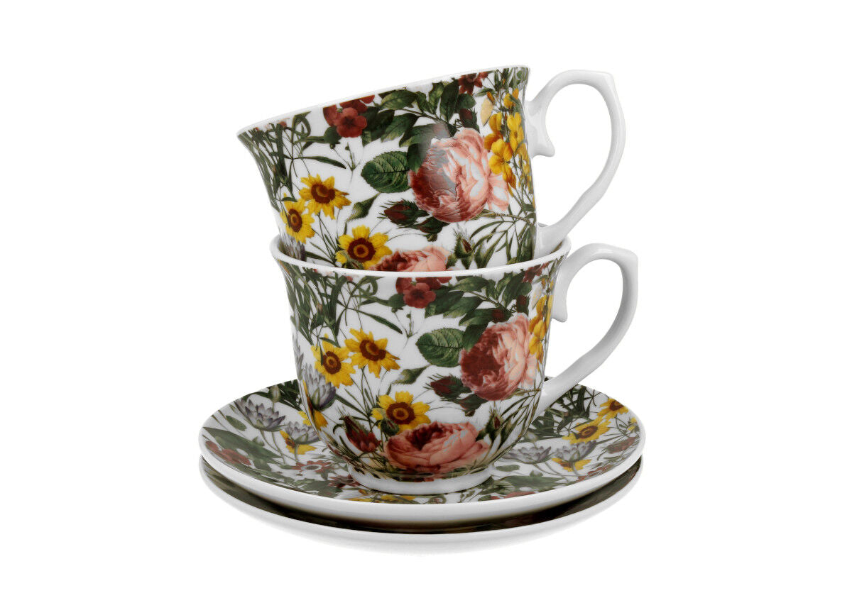 DUO FLORAL 2er-Set Tassen 250 ml SPRING mit Untertassen, New Bone China Porzellan – Bild 3