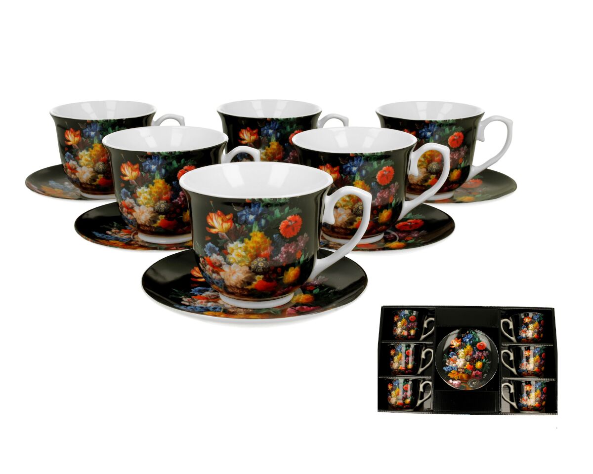 DUO FLORAL 6er-Set Tassen 220 ml BOUQUET mit Untertassen, New Bone China Porzellan – Bild 2