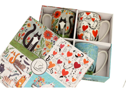 DUO ANIMALS 4er-Set klassische Becher 360 ml CAT'S WORLD New Bone China Porzellan – Bild 3