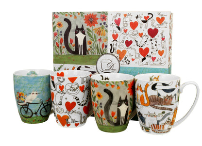 DUO ANIMALS 4er-Set klassische Becher 360 ml CAT'S WORLD New Bone China Porzellan – Bild 4