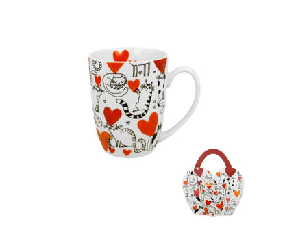 DUO ANIMALS Klassischer Becher 360 ml CAT'S WORLD – HEARTS New Bone China Porzellan – Bild 3