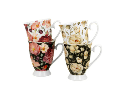 DUO FLORAL 4er-Set königliche Tassen 300 ml FLOWER MIX New Bone China Porzellan – Bild 2