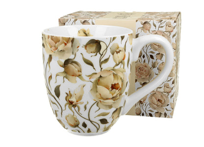 DUO FLORAL XXL Becher 1000 ml ENGLISH ROSES WHITE New Bone China Porzellan
