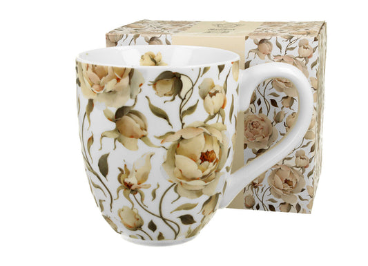 DUO FLORAL XXL Becher 1000 ml ENGLISH ROSES WHITE New Bone China Porzellan
