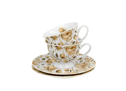 DUO FLORAL 2er-Set Espressotassen 100 ml ENGLISH ROSES WHITE mit Untertassen, New Bone China Porzellan – Bild 4
