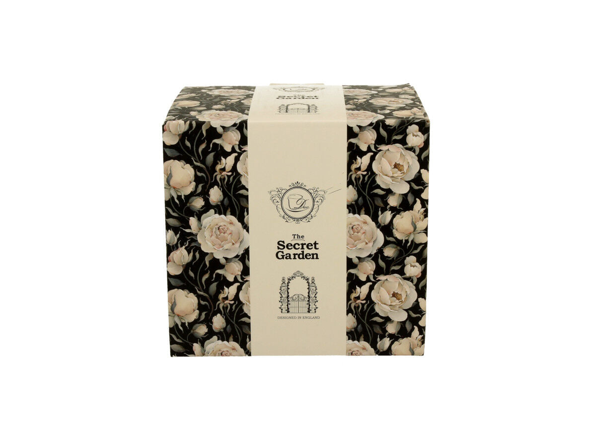 10er SET DUO FLORAL Fassbecher 430 ml ENGLISH ROSES BLACK mit Teesieb, New Bone China Porzellan – Bild 5