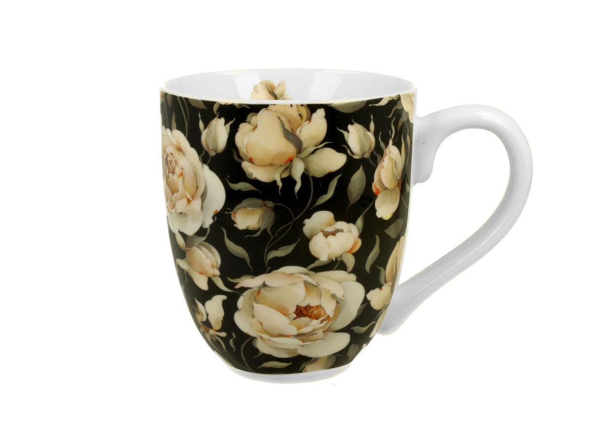 DUO FLORAL XXL Becher 1000 ml ENGLISH ROSES BLACK New Bone China Porzellan – Bild 2