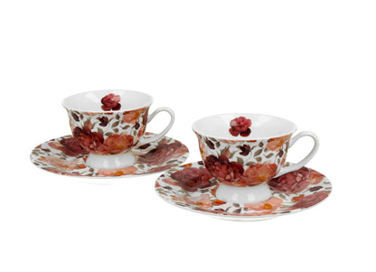 DUO FLORAL 2er-Set Espressotassen 100 ml SPRING ROSES WHITE mit Untertassen, New Bone China Porzellan – Bild 2