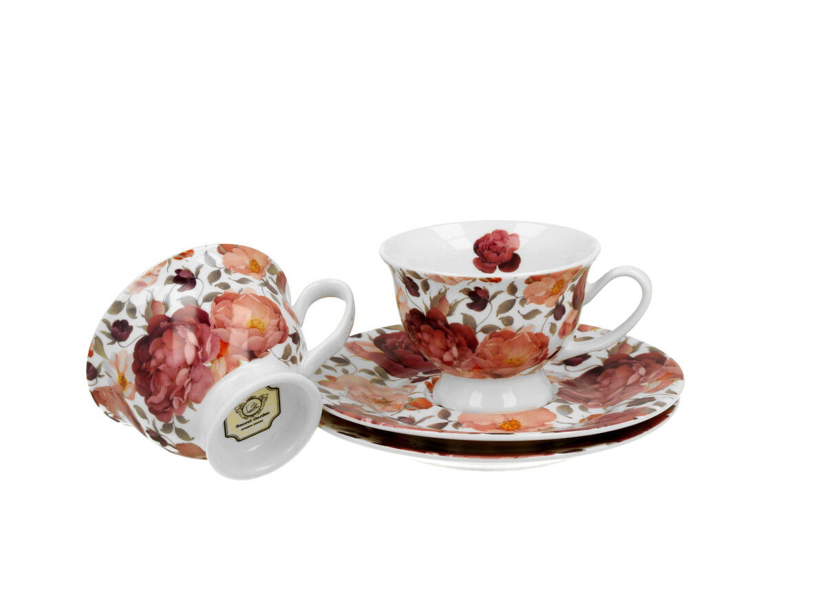 DUO FLORAL 2er-Set Espressotassen 100 ml SPRING ROSES WHITE mit Untertassen, New Bone China Porzellan – Bild 3